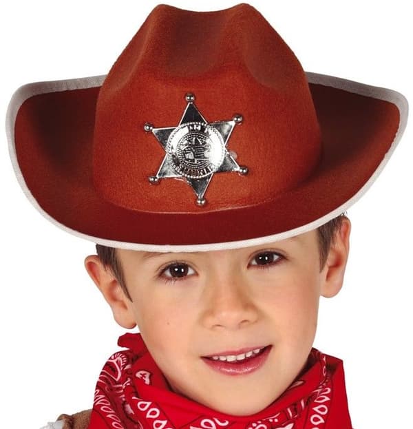 Brun cowboy sheriffhat med stjernemærke
