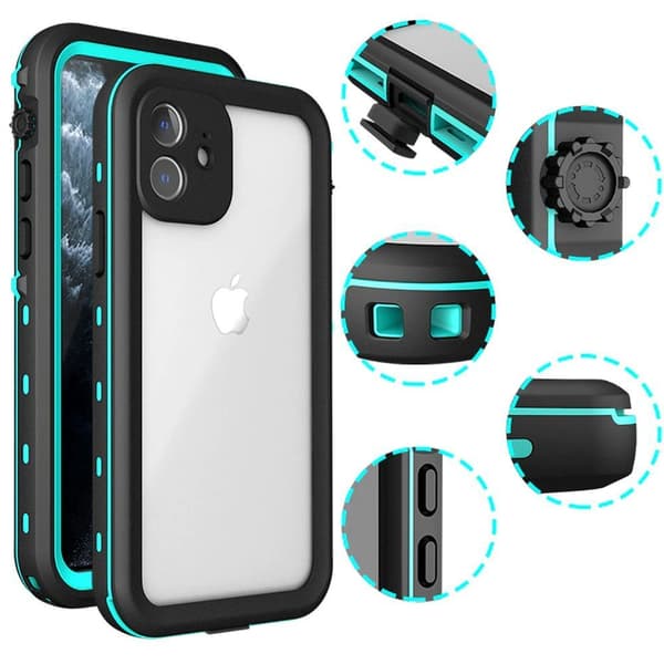 Vedenpitävä kotelo + hihna Apple iPhone 12 Minille (musta)