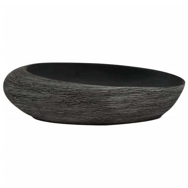 vidaXL bordvask, grå og sort, oval, 59x40x14 cm
