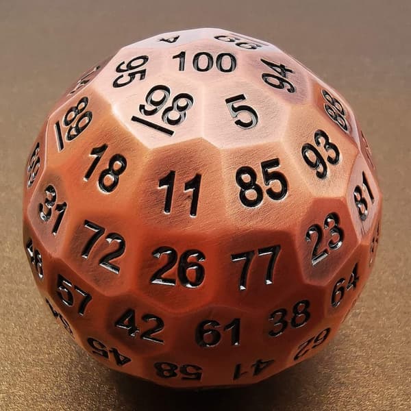 Oscar's Heart RPG Terning Metal Hundred-Sided Terning K100