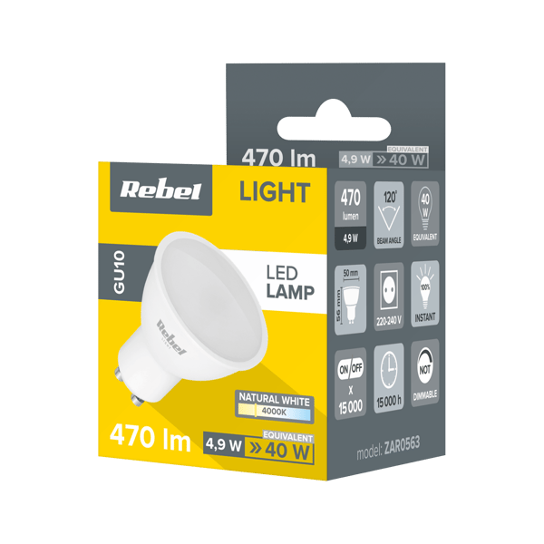 LED-lamppu 5W GU10 4000K 230V Rebel