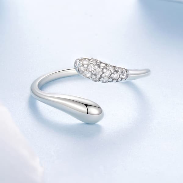 Silver justerbar ring CRISTAL TEARFLOWER 925 silver