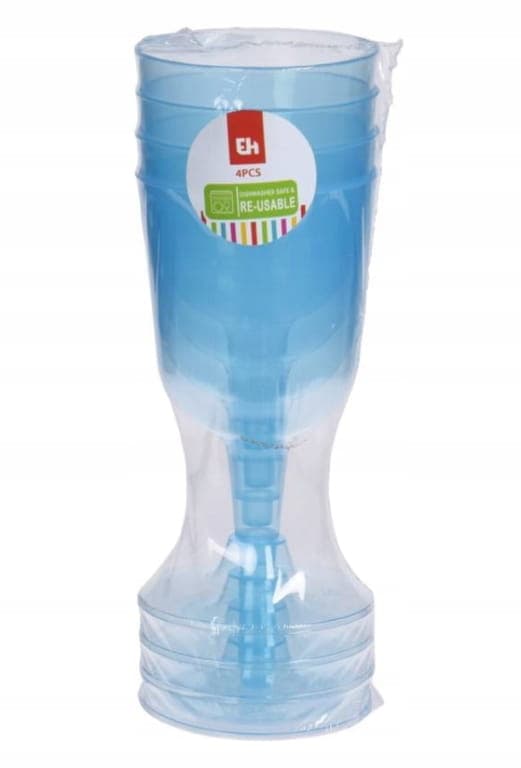 Set med 4 färgglada vinglas i plast