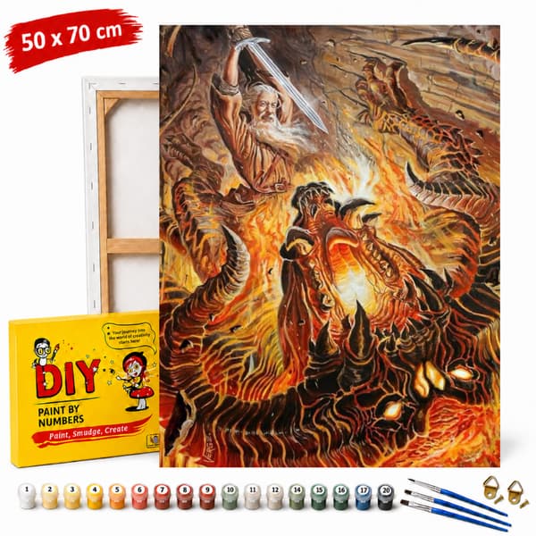 Mal efter tal billede med ramme "Kæmp med Balrog" 50x70 cm