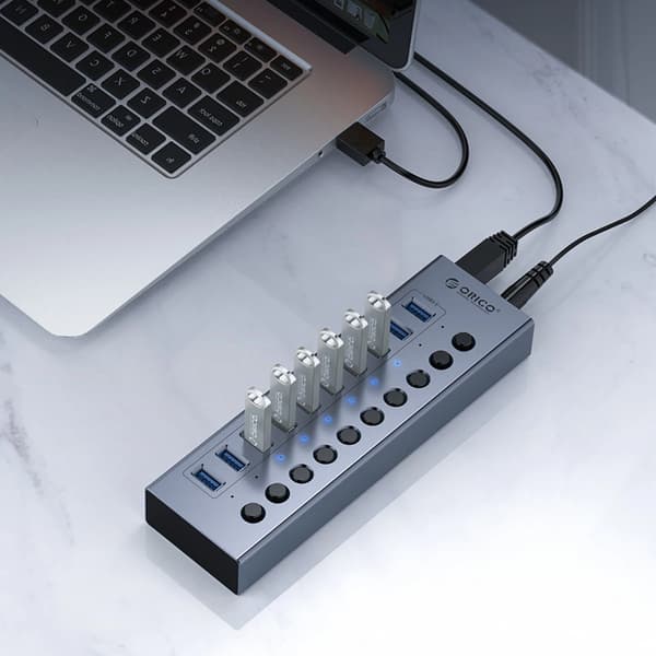 Orico BT2U3-16AB 16x USB-A 3.0 Hubb med Switchar - Grå