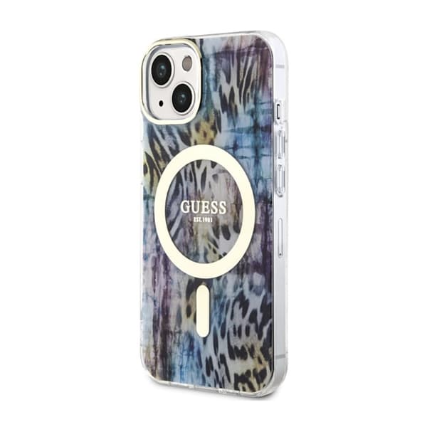 Guess Leopard MagSafe - iPhone 14-skal (blått)