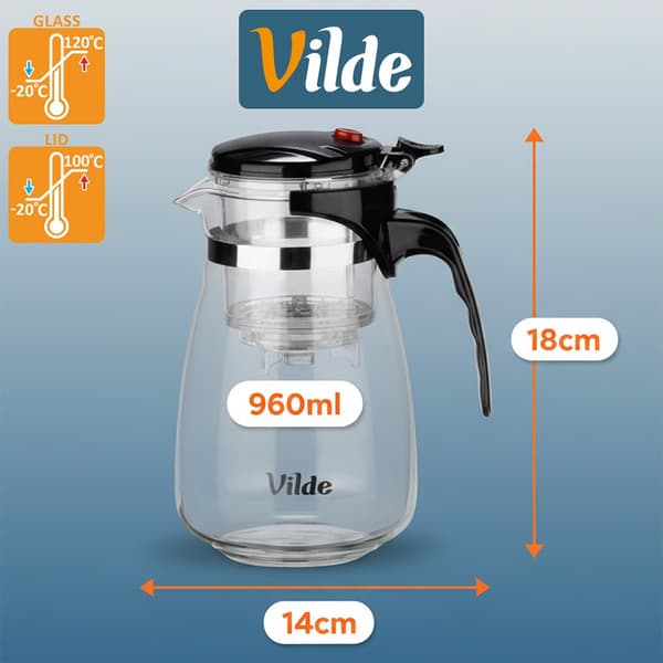 Glas kande med drypfri teinfuser 960 ml