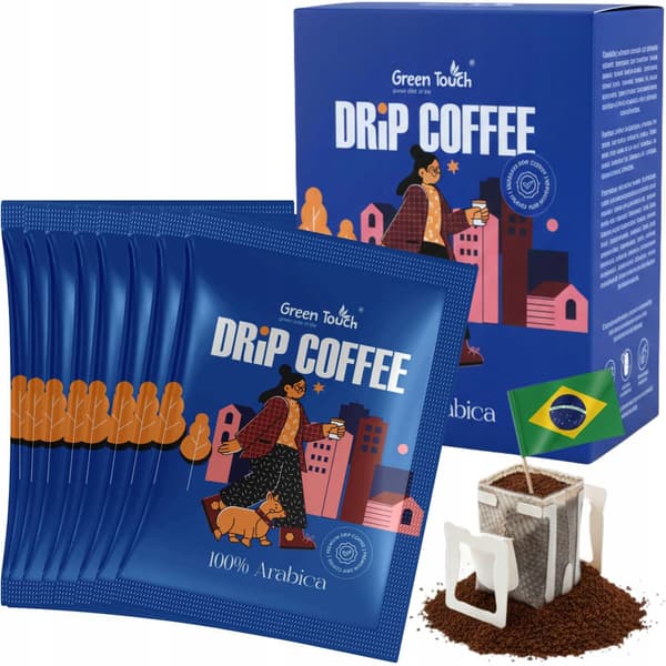 Set kaffe drypppose malen Brasilien Yellow Bourbon 10 g låda 8 st
