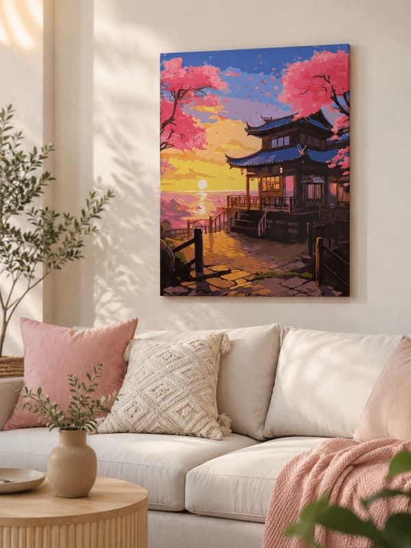 Zen View målning med siffror och ram 40x50 cm
