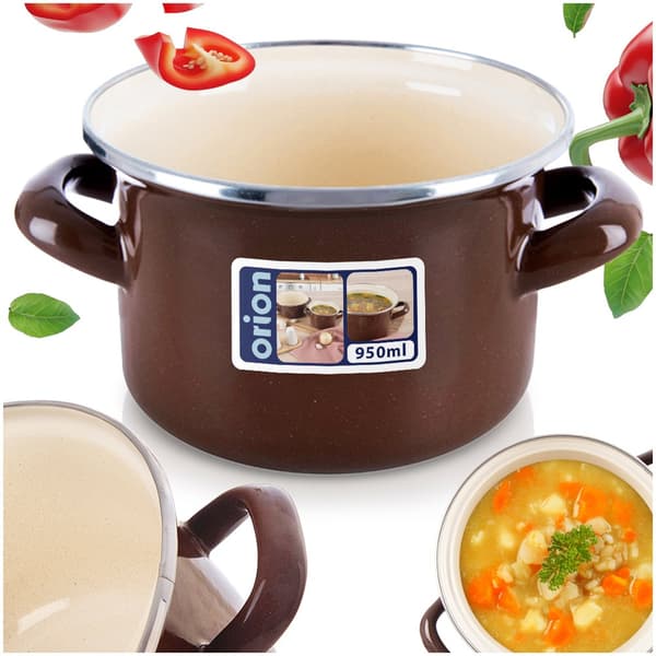 Emailleret brun gryde 14 cm, 950 ml