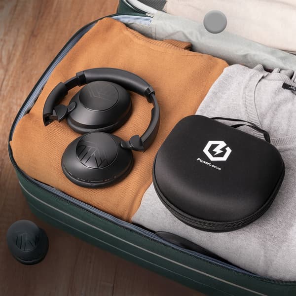 PowerLocus Orion Sorte Trådløse Bluetooth Hovedtelefoner MikroAUX Etui 70 timer