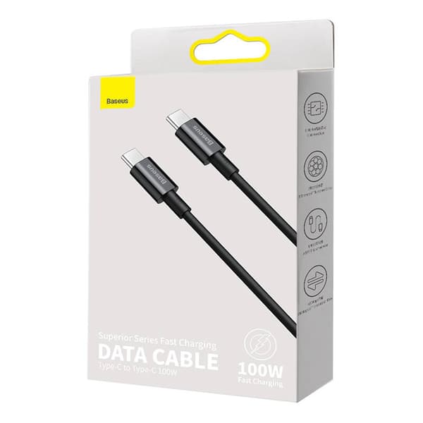 Baseus Superior -sarjan USB-C - USB-C -kaapeli, 100 W, 2 m (musta)