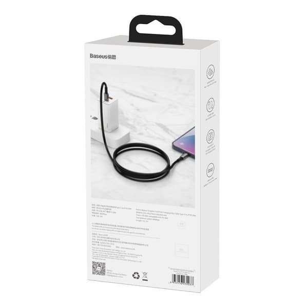 Baseus Tungsten Gold USB-C - USB-C -kaapeli, 100W, 1m (musta)