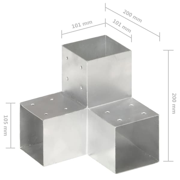 vidaXL Y-formad koppling galvaniserad metall 101x101 mm
