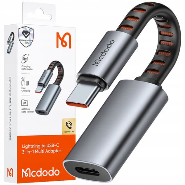 MCDODO LIGHTNING ADAPTER USB-C KABEL TIL IPHONE 3-I-1 OTG
