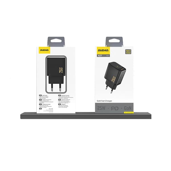 Dudao A27 25W GaN USB-C Vægoplader - Sort