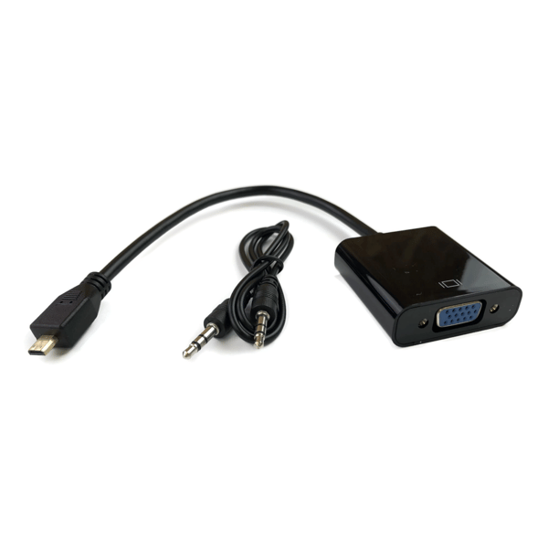 Adapter micro HDMI til VGA + audio jack 3.5 mm konverter for billede og lyd
