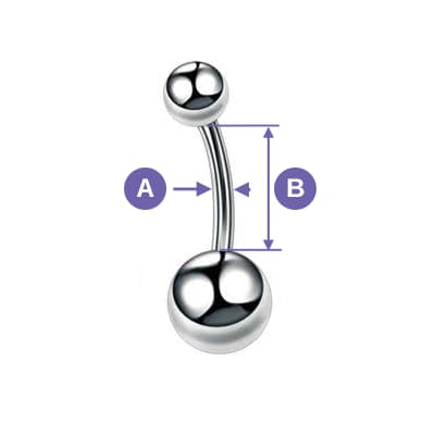 Silver navelring med vit zirkon - KP-009 1.6/8