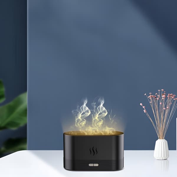 Luftfuktare, aromdiffusor, eldeffekt, LED-kamin, aromaterapi