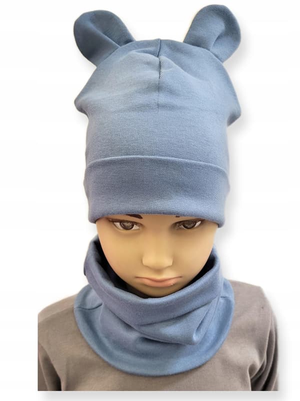 Set Hatt + Halsduk 74-80-86 Barnset Storlek 40-44 Ljusblå