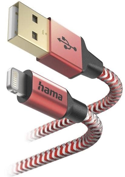 Kabel HAMA Opladning/data Reflected USB type A - Lightning 1.5m Rød