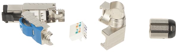 MODULAARINEN KULMAPISTOKE, SUOJATTU RJ45/FTP6A-HAND-KAT