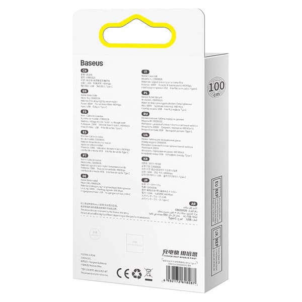 Baseus Tungsten Gold USB-C-kaapeli, 100W, 1m (musta)