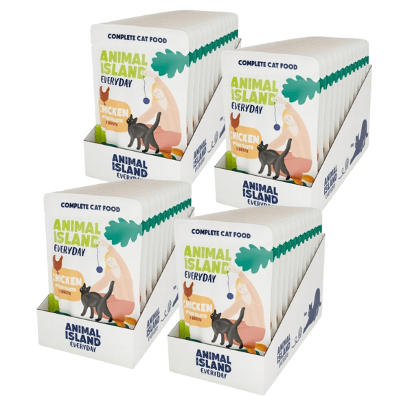 Vådfoder til katte ANIMAL ISLAND Kyllingefilet 48x85g