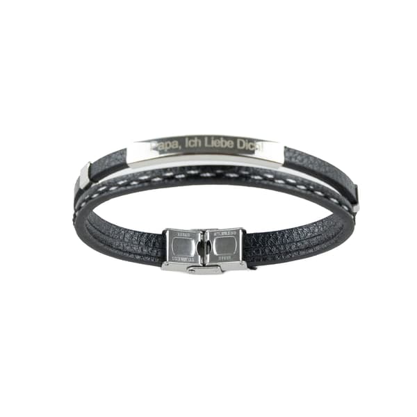 LÄDERARMBAND FÖR HERR GRAVERAT 'PAPA ICH LIEBE DICH'