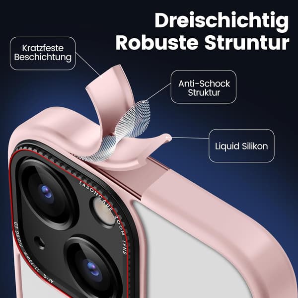 FODRAL TILL APPLE IPHONE 14 ROSA RAM TRANSPARENT MATT BAKSIDA + MAGSAFE