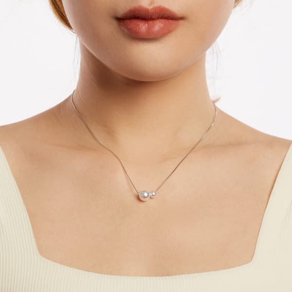 Silverhalsband med pärlor och justerbar längd, 925 silver