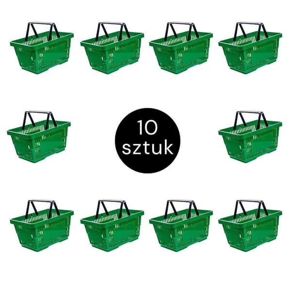 Handlekorg H-22 cm L-30 cm G-43 cm grön 10-pack