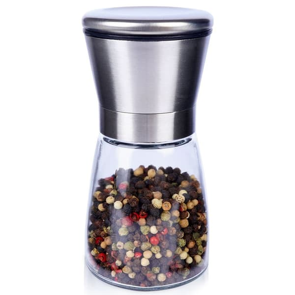 Peppar- och saltkvarn i glas 13,5 cm