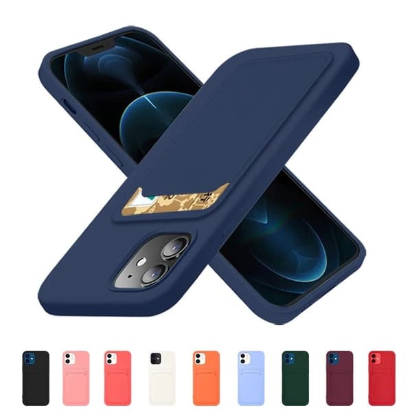 Silikonkortsfodral med kortficka för iPhone 12 Pro Max – Korall
