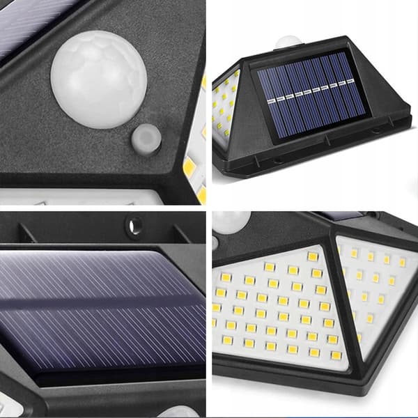 LED-solcellsvägglampa med rörelsesensor 100 LED
