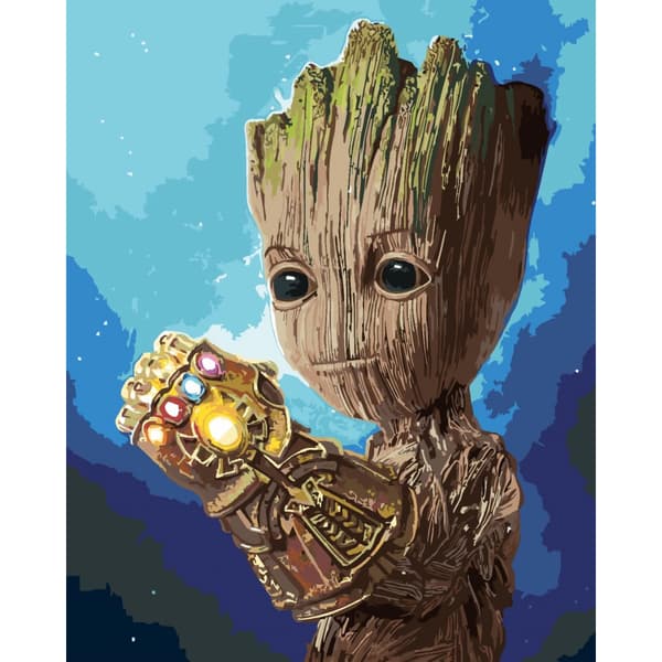 MÅLNING MED SIFFROR MED RAM Tavlor för målning - Groot Marvel 40x50 cm