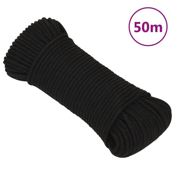 vidaXL Arbetsrep, Svart, 4 mm, 50 m, Polyester