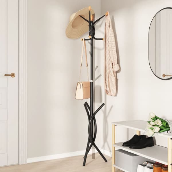 vidaXL stående knagerække sort 176 cm malet jern