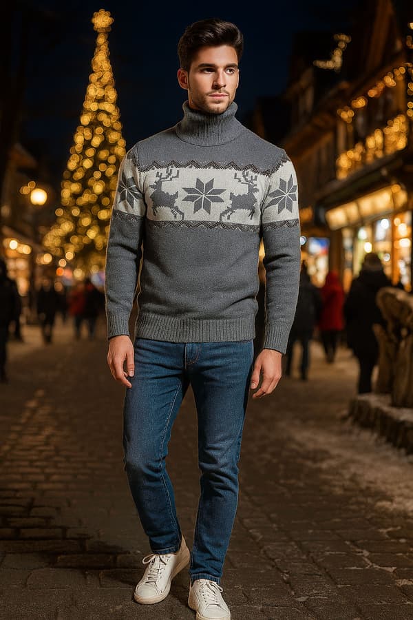 Herre blå V-hals sweater Recea XL