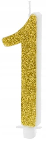 Fødselsdagslys nummer 1, guld, 10 cm, 1 stk.