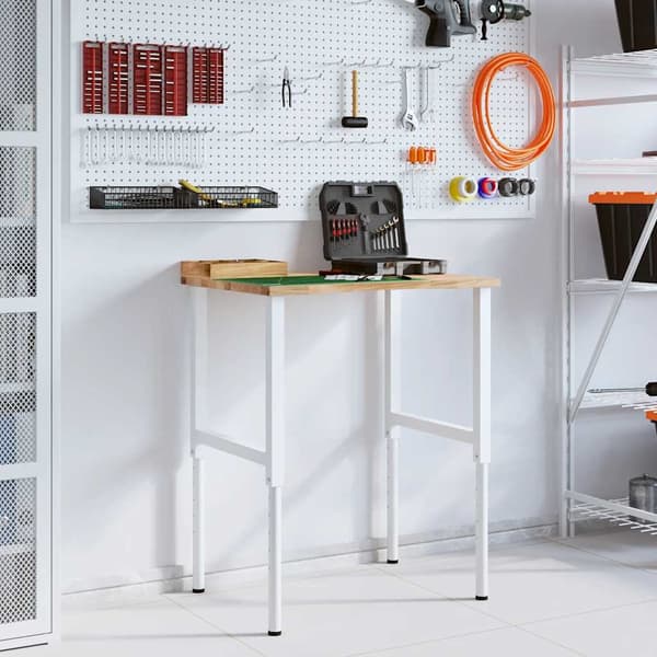 vidaXL arbejdsbord, 80x60x(71,5-98) cm, egetræ
