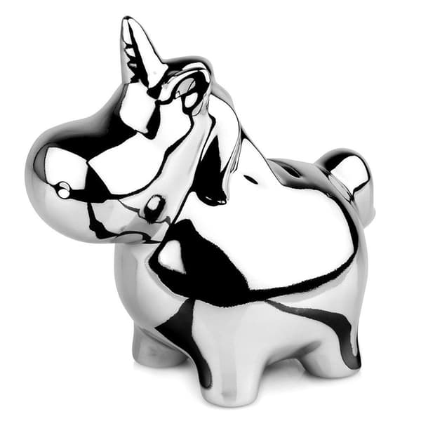 Spargris keramisk silver speglad 18x10,5 cm