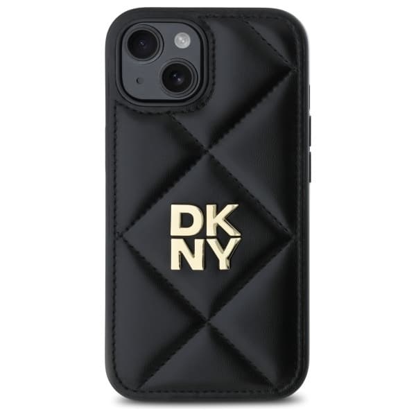 DKNY DKHCP15SPQDSLK iPhone 15 6.1 svart/svart quiltad Stack-logotyp