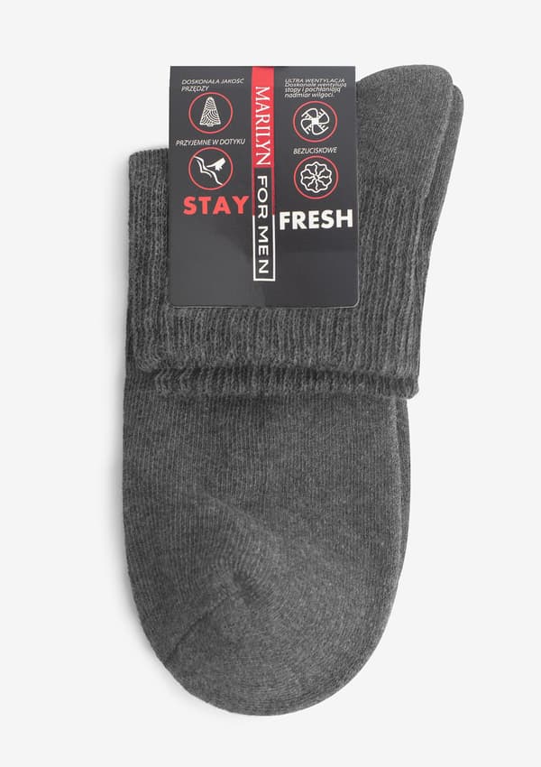 Herr mörkgrå bomullssockor tryckfria med platt söm - Stay fresh 41/45
