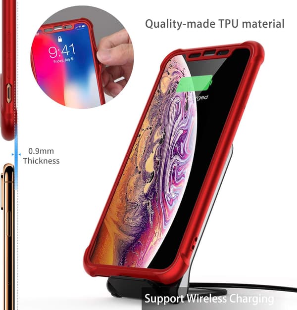 STÆRKT GLASETUG TIL IPHONE XS MAX 6,5' RØD