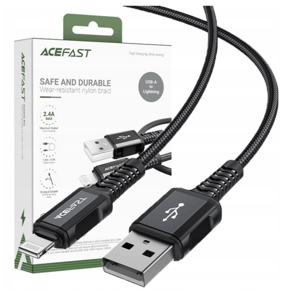 Acefast kabel MFI USB - Lightning 1,8m, 2,4A sort (C4-02 A Sort)