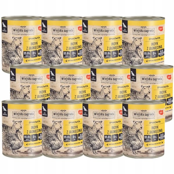 Blöt hundfoder Wiejska Zagroda kalkon med lamm 12x800 g