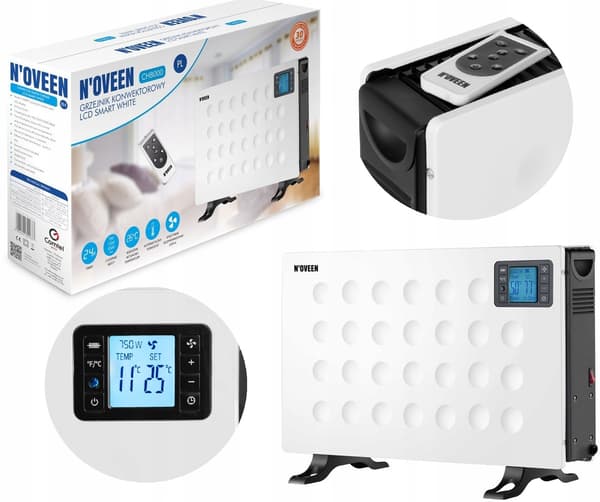 Noveen CH8000 LCD Smart konvektorvarmer hvid, 2000 W
