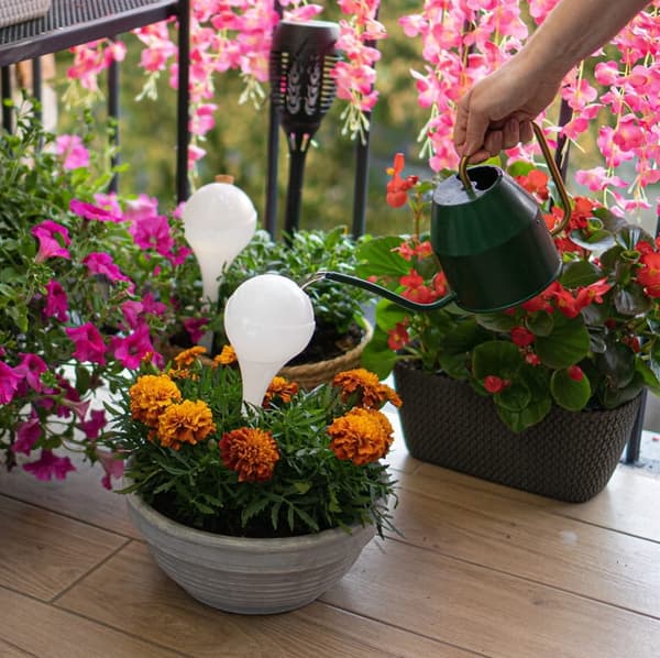 Set med 4 blomvattningsbollar med lock 400ml