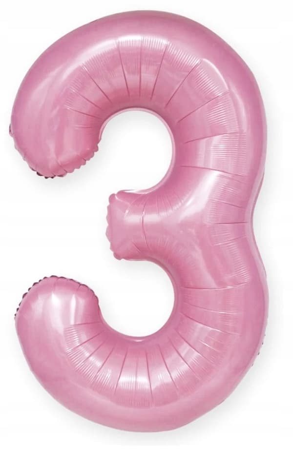 Folioilmapallo numero 3 KOLME pinkki pastelli 100 cm